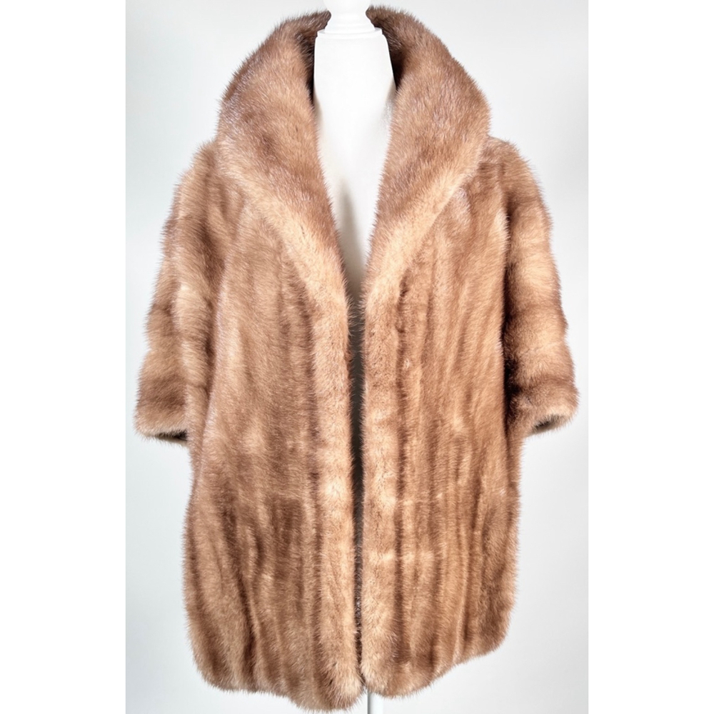 Roberts-Lories San Francisco Mink Stile Brown Fur Stole Cape OS - Picture 3 of 15